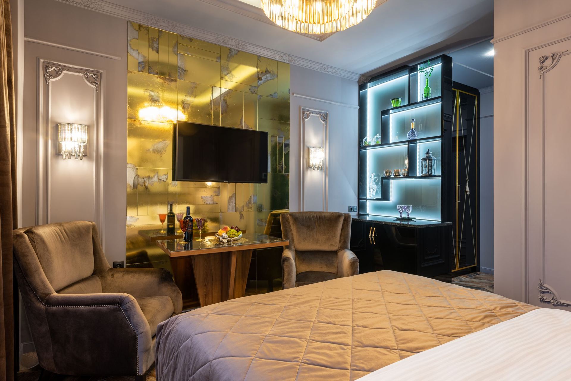 Luxury design hotel room with smart TV